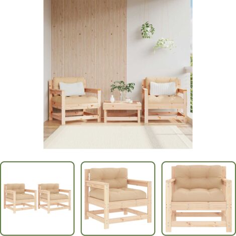 Cuscino da seduta -  Sedie da Giardino con Cuscini 2 pz Legno Massello di Pino
