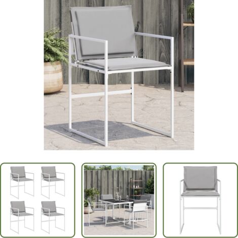 Cuscino da seduta -  Sedie da Giardino con Cuscini 4 pz Bianchi Acciaio e Textilene