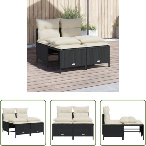 Cuscino da seduta -  Set Divani da Giardino 4 pz con Cuscini Nero in Polyrattan