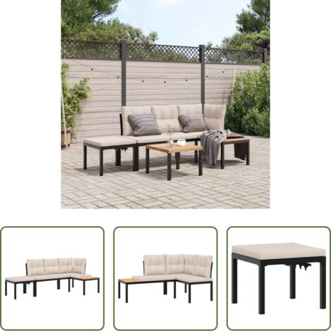 Cuscino da seduta - Set Panche Giardino Cuscini 3pz Nero Acciaio Verniciato Polvere