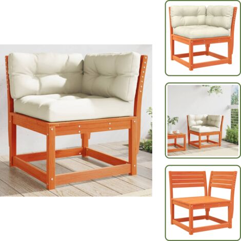 Cuscino da seduta - vidaXL Divano Angolare Giardino Cuscini Marrone Cera 73x73x78 cm Pino - Cuscino per schienale