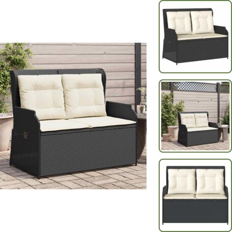 Cuscino da seduta - vidaXL Panca Reclinabile da Giardino con Cuscini Nera in Polyrattan - Cuscino per schienale