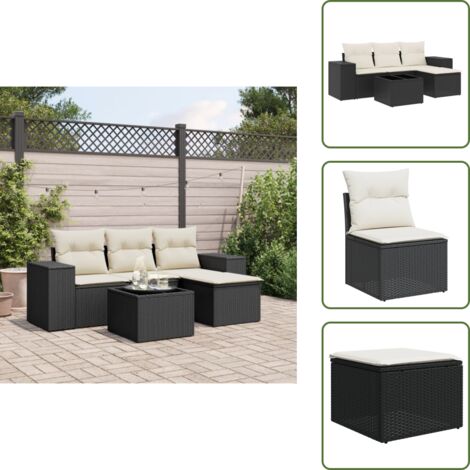 Cuscino da seduta - vidaXL Set Divani da Giardino 5 pz con Cuscini in Polyrattan Nero - Cuscino da schienale