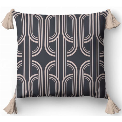 Cuscino decorativo 45x45 Mosaico blu navy con oro Boho