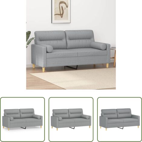 Cuscino decorativo -  Divano a 2 Posti con Cuscini Grigio Chiaro 140 cm in Tessuto