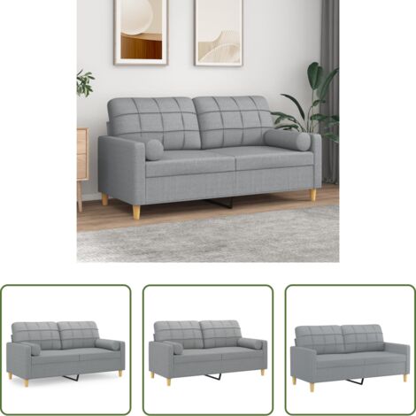 Cuscino decorativo -  Divano a 2 Posti con Cuscini Grigio Chiaro 140 cm in Tessuto