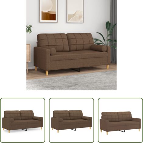 Cuscino decorativo -  Divano a 2 Posti con Cuscini Marrone 140 cm in Tessuto