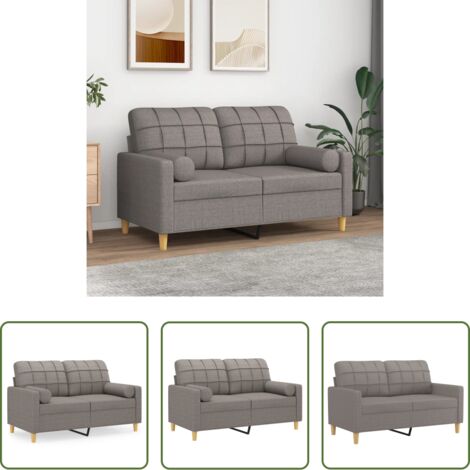 Cuscino decorativo -  Divano a 2 Posti con Cuscini Tortora 120 cm in Tessuto