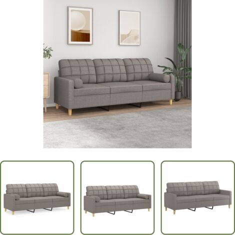 Cuscino decorativo -  Divano a 3 Posti con Cuscini Tortora 180 cm in Tessuto