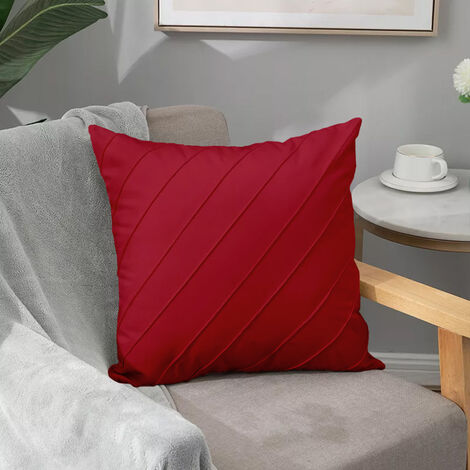 Cuscino Decorativo In Velluto Imbottitura Compresa Quadrato 45 x 45 Cm  Rosso