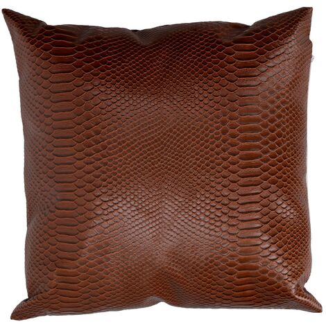 Cuscino ecopelle marrone quadro cm 38x38