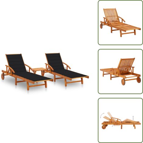 Cuscino esterno - vidaXL Lettino Prendisole 2pz con Tavolo e Cuscini Massello d'Acacia - Lettino in acacia