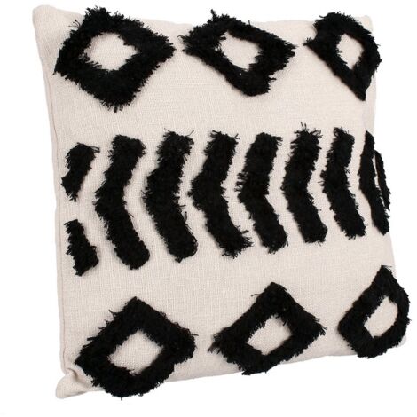 Cuscino "Fluffy" in poliestere e cotone colore nero e bianco sfoderabile per sedie e divani -35x60 cm / Avorio