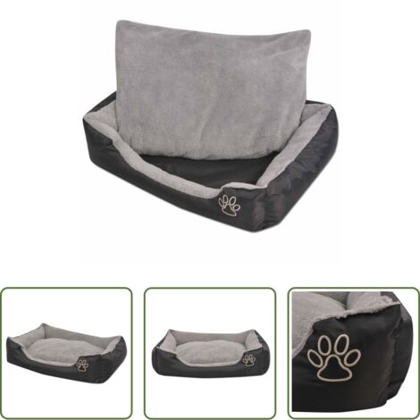 Cuscino imbottito -  Cuccia per Cani con Cuscino Imbottito Taglia L Nero