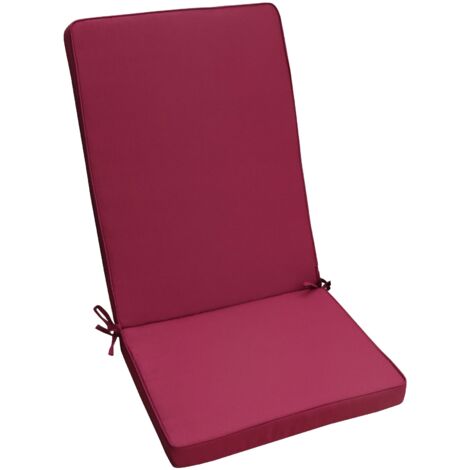 Cuscino imbottito da esterno 40x90 cm con schienale per sedie idrorepellente e sfoderabile -  Bordeaux