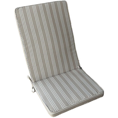 Cuscino imbottito da esterno 40x90 cm con schienale per sedie idrorepellente e sfoderabile -  Tortora a righe