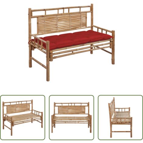 Cuscino impermeabile -  Panca da Giardino con Cuscino 120 cm in Bambù