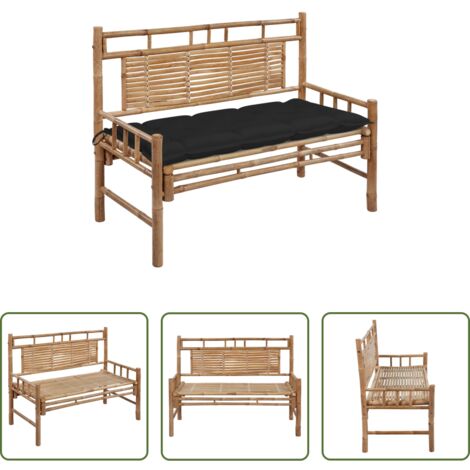Cuscino impermeabile -  Panca da Giardino con Cuscino 120 cm in Bambù