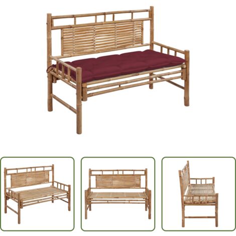 Cuscino impermeabile -  Panchina da Giardino con Cuscino 120 cm in Bambù