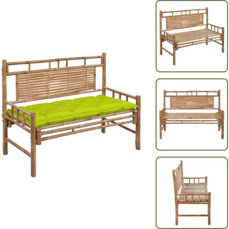 Cuscino impermeabile - vidaXL Panca da Giardino con Cuscino 120 cm in Bambù - Panca in bambù