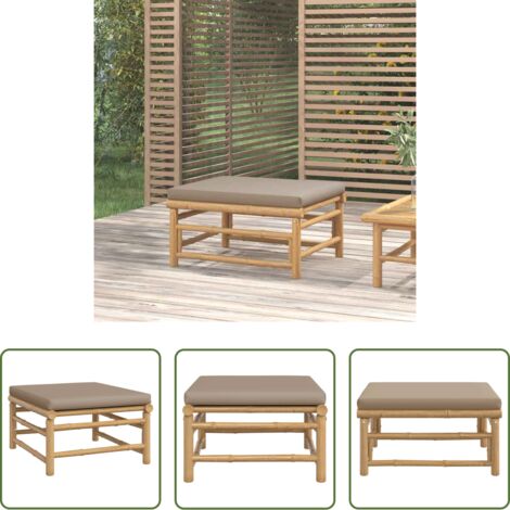 Cuscino in bambù -  Poggiapiedi da Giardino con Cuscino Tortora in Bambù