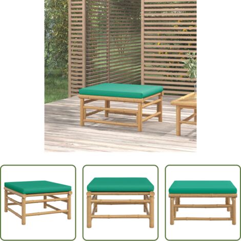 Cuscino in bambù -  Poggiapiedi da Giardino con Cuscino Verde in Bambù