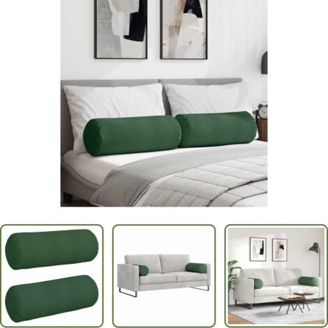 Cuscino in corduroy -  Cuscini a rullo 2 pcs Verde Scuro Ø 25 x 70 cm Tessuto in Cords