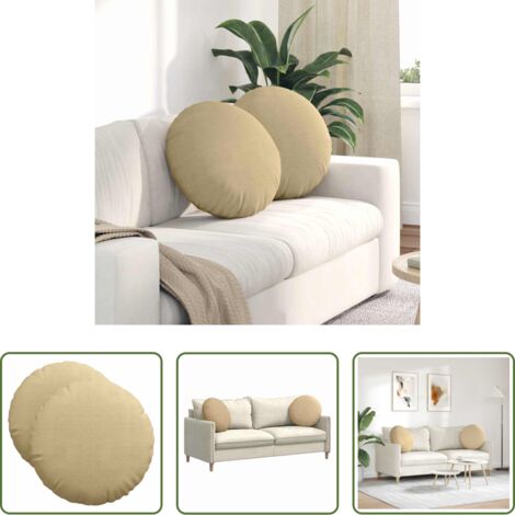 Cuscino in corduroy -  Cuscini per Seduta 2 pcs Grigio Verde Ø 50 cm Tessuto in Cords