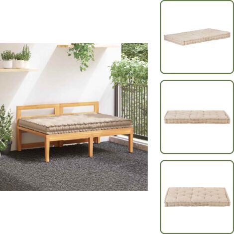Cuscino in cotone - vidaXL Cuscino per Pallet e Pavimento in Cotone 120x80x10 cm Beige - Cuscino per giardino