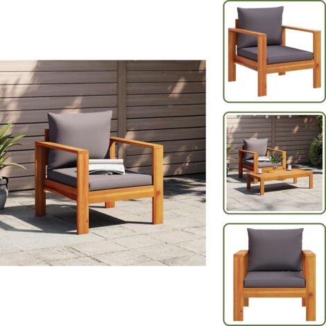 Cuscino in gommapiuma - vidaXL Sedia da Giardino con Cuscini in Legno Massello di Acacia - Sedia in acacia