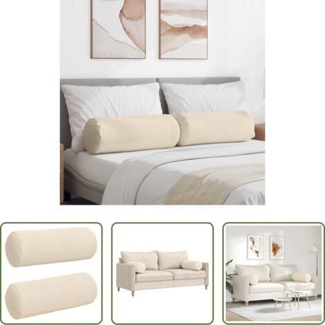 Cuscino in microfibra -  Cuscini a rullo 2 pcs Beige Ø 25 x 70 cm Tessuto in Microfibra