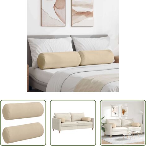 Cuscino in microfibra -  Cuscini a rullo 2 pcs Crema Ø 25 x 70 cm Tessuto in Microfibra