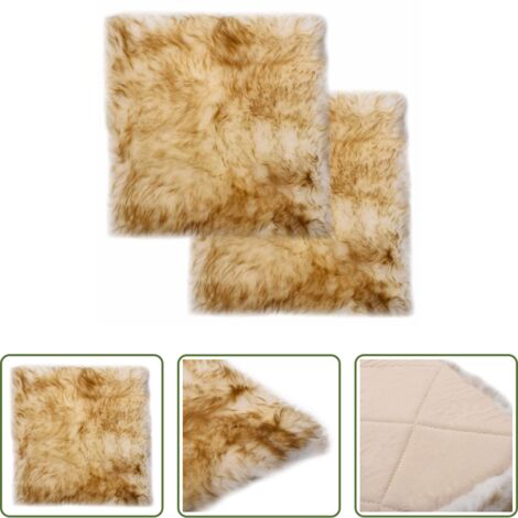 Cuscino in pelle di montone -  Cuscini Sedie 2pz Melange Marrone 40x40cm Vera Pelle di Montone