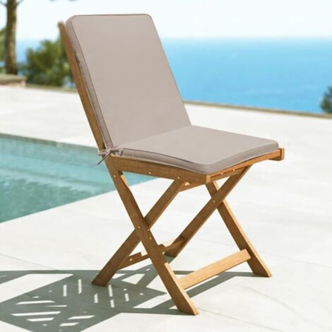 Cuscino in poliestere sfoderabile e impermeabile con schienale medio 90x40 cm per sedia - Tan