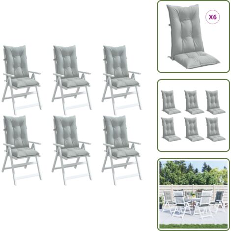 Cuscino in poliestere - vidaXL Cuscini Sedia Schiena Alta 6 Grigio Mélange 120x50x7 Tessuto - Cuscino per giardino