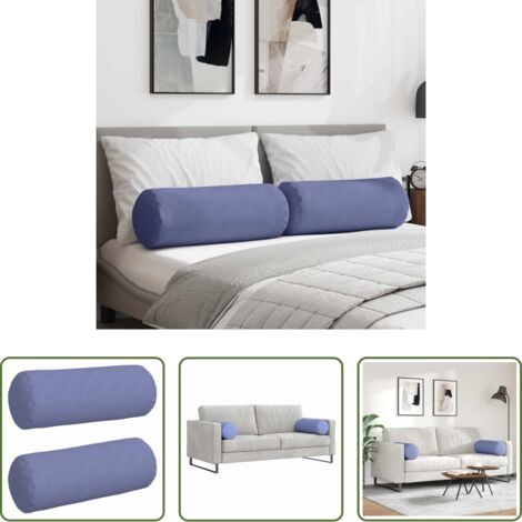 Cuscino in tessuto -  Cuscini a rullo 2 pcs Blu jeans Ø 25 x 70 cm Tessuto