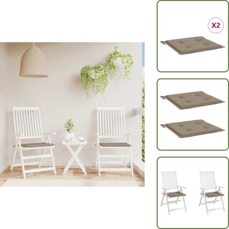 Cuscino in tessuto oxford - vidaXL Cuscini per Sedia 2 pz Tortora 50x50x4 cm in Tessuto Oxford - Cuscino esterno