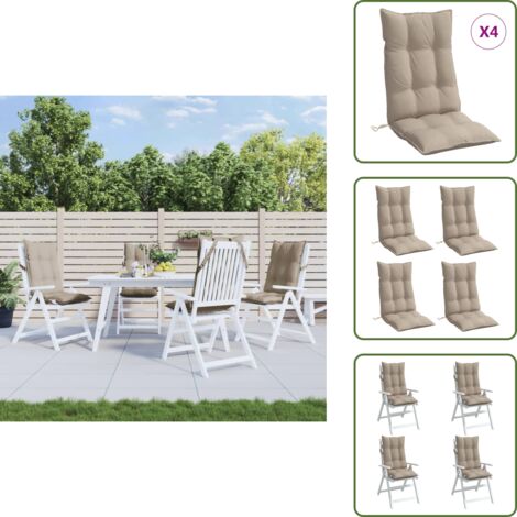 Cuscino in tessuto Oxford - vidaXL Cuscini per Sedia con Schienale Alto 4pz Tortora Tessuto Oxford - Cuscino per casa