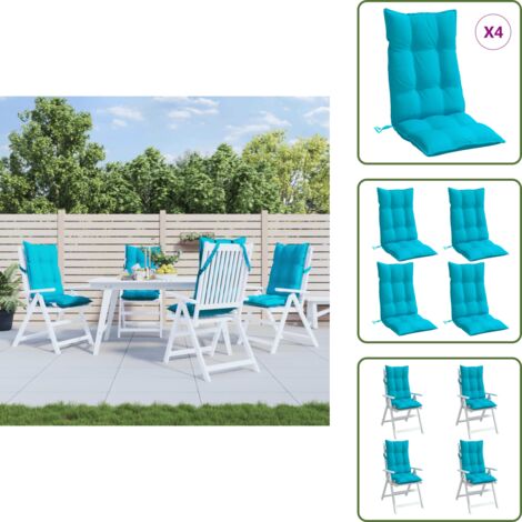 Cuscino in tessuto Oxford - vidaXL Cuscini per Sedia Schienale Alto 4pz Turchese in Tessuto Oxford - Cuscino per casa