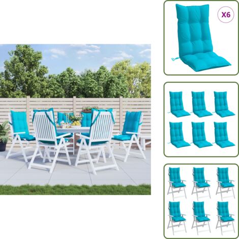 Cuscino in tessuto Oxford - vidaXL Cuscini per Sedia Schienale Alto 6pz Turchese in Tessuto Oxford - Cuscino per casa
