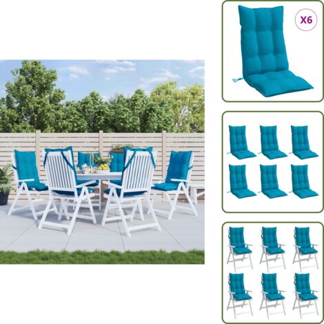 Cuscino in tessuto Oxford - vidaXL Cuscini Sedia con Schienale Alto 6 pz Blu Chiaro Tessuto Oxford - Cuscino per giardino