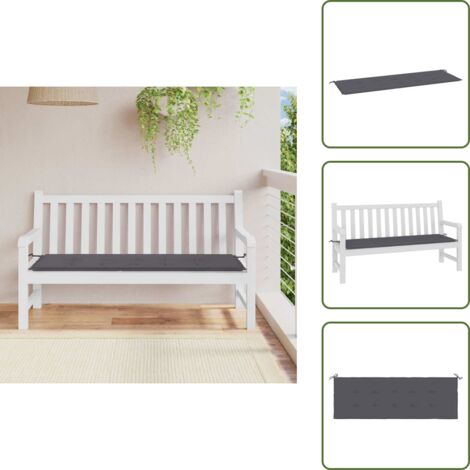 Cuscino in tessuto Oxford - vidaXL Cuscino per Panca Antracite 150x50x3 cm in Tessuto Oxford - Cuscino antiscivolo
