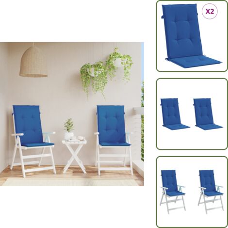 Cuscino in tessuto - vidaXL Cuscini per Sedie 2 pz Blu Reale 120x50x3 cm in Tessuto - Cuscino antiscivolo