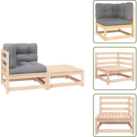 Cuscino in tessuto - vidaXL Set Divani da Giardino 2 pz con Cuscini Legno Massello di Pino - Arredamento da esterno