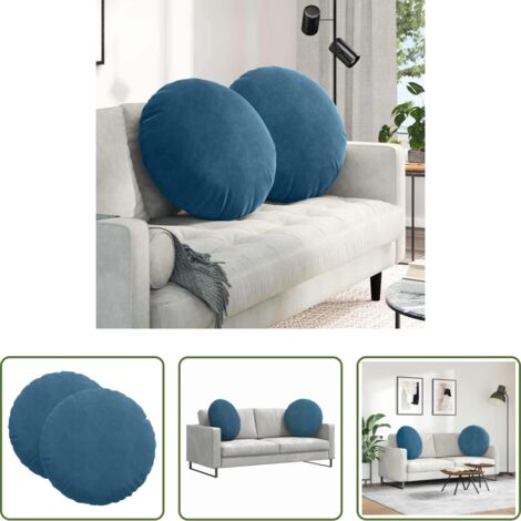 Cuscino in velluto -  Cuscini per Seduta 2 pcs Blu Ø 80 x 29 cm Velluto