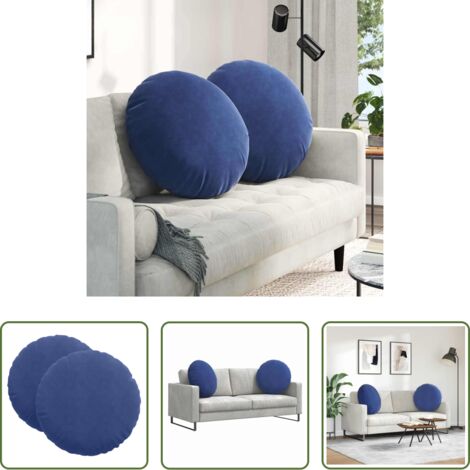 Cuscino in velluto -  Cuscini per Seduta 2 pcs Blu Polizia Ø 40 x 13 cm Velluto