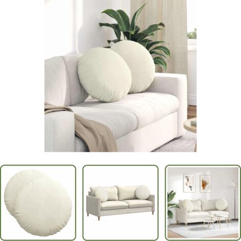 Cuscino in velluto -  Cuscini per Seduta 2 pcs Crema Ø 40 x 13 cm Velluto