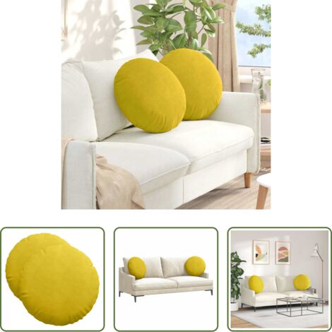 Cuscino in velluto -  Cuscini per Seduta 2 pcs Giallo Ø 40 x 13 cm Velluto