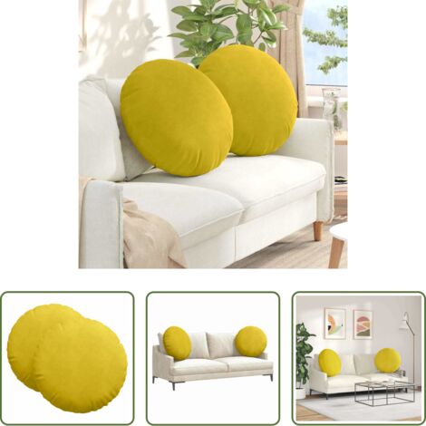 Cuscino in velluto -  Cuscini per Seduta 2 pcs Giallo Ø 80 x 29 cm Velluto