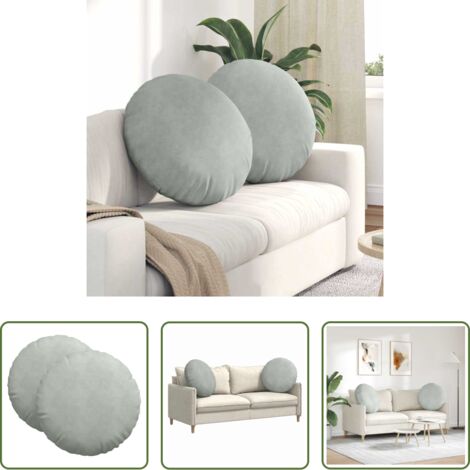 Cuscino in velluto -  Cuscini per Seduta 2 pcs Grigio chiaro Ø 40 x 13 cm Velluto